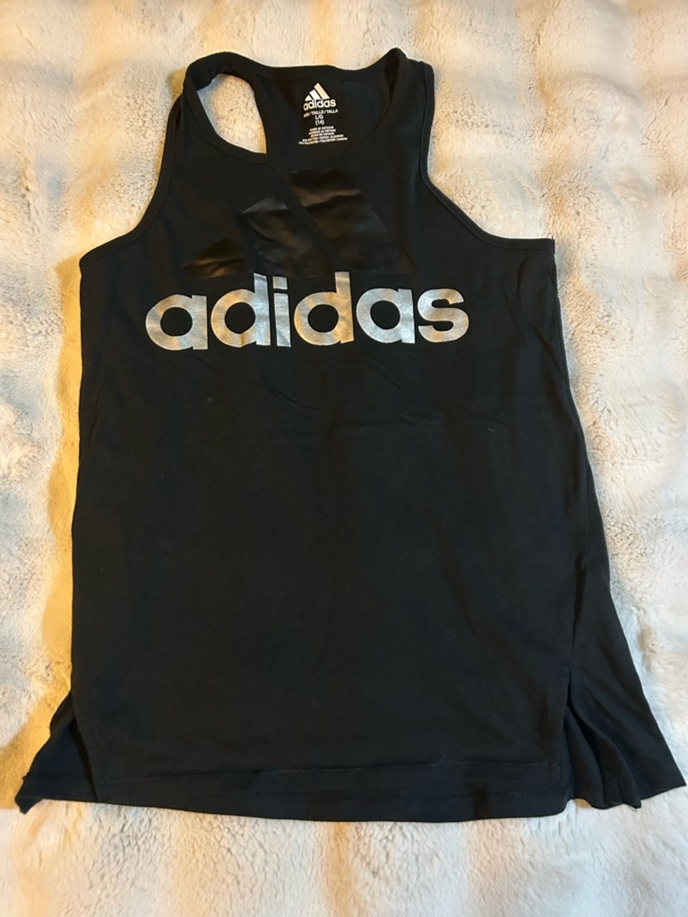 Adidas Black Tank with Metallic Silver Logo